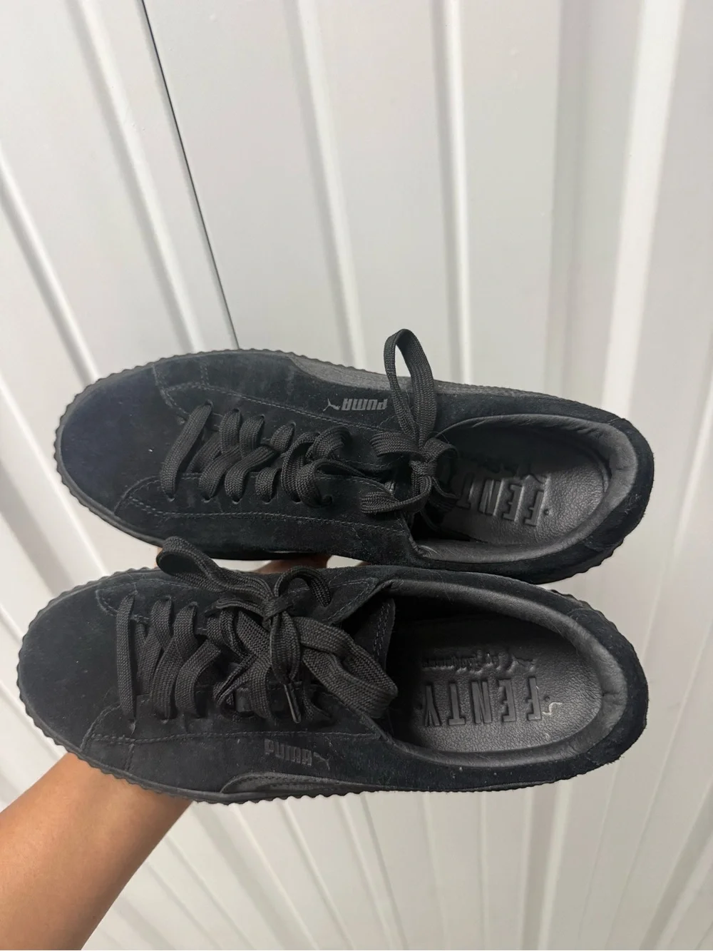 FENTY PUMA Creepers Black Suede Platform Sneakers
